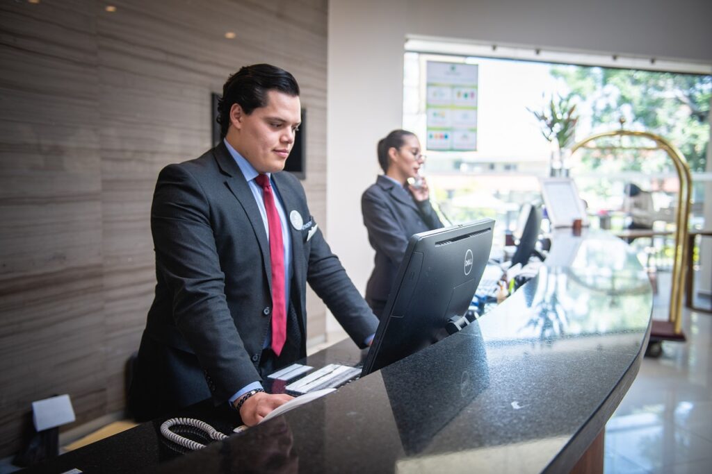 receptionist, man, hotel, work, attention, reception, lobby, person, necktie, employee, company, professional, assistance, receptionist, receptionist, receptionist, receptionist, receptionist, hotel, reception
